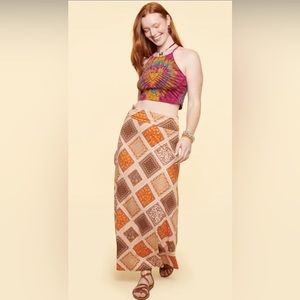 Earthbound Orange Tile Maxi Skirt